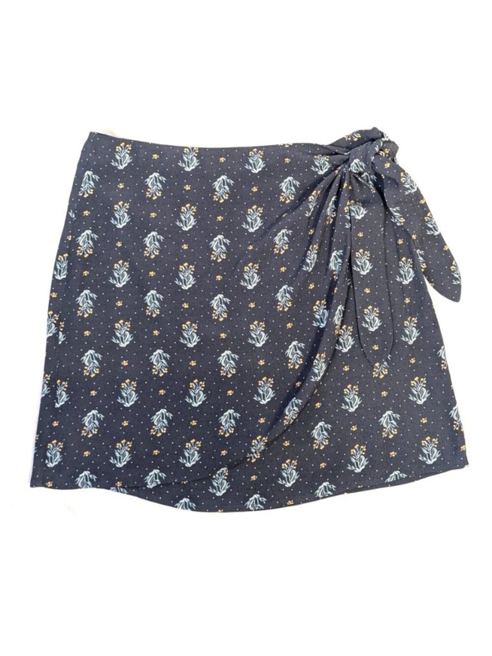 NWT Loft Outlet | Floral Polka Dot Side Zip Wrap Mini Skirt in Gray | Size 12